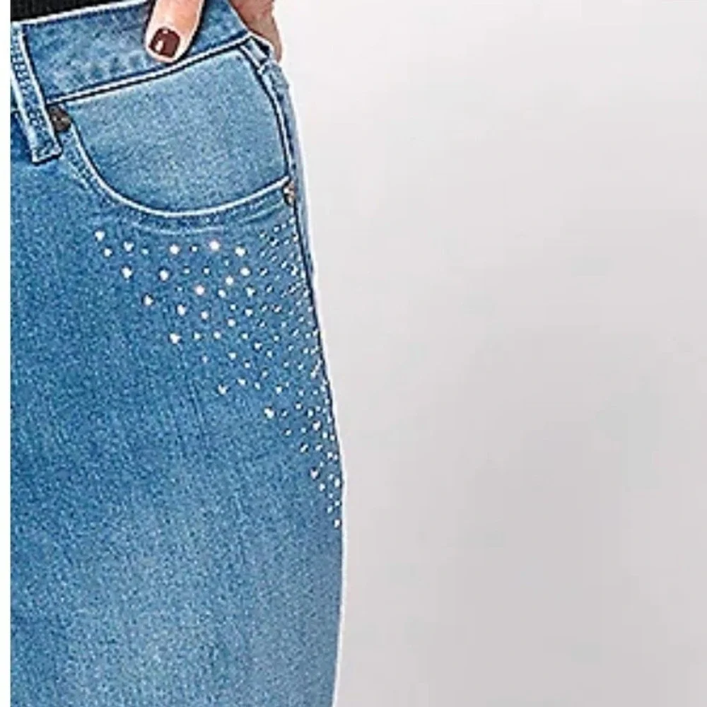 Susan Graver Jeans Women 26W Blue Embellished Bootcut‎ Denim NWT Rhinestone Soft